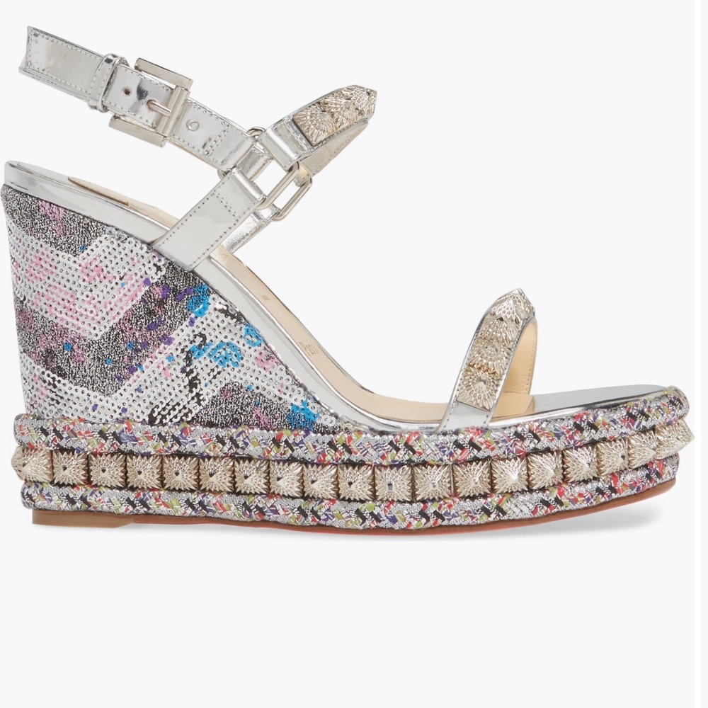 CHRISTIAN LOUBOUTIN
Pira Ryad Studded Sequin Metallic Platform